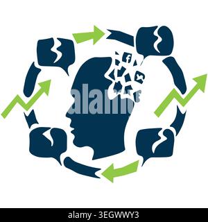 Media misinformation icon, fake news concept, information manipulation and social crisis, minimalist editorial vector. Stock Vector