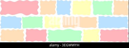 Organic wavy rectangle border with fluid edges vector illustration set. Stock Vector