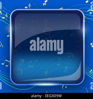 Glass banner with musical notes and treble clef Stock Vector