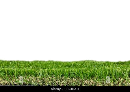 Green Artificial Grass Turf On White Background Stock Photo