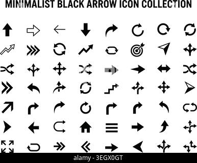 Minimalist black arrow signs set silhouette vector illustration for web design Stock Vector
