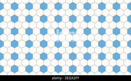 Blue and cream color hexagon seamless vector pattern, Soccer ball geometric surface repeat, Football sport honeycomb design Stock Vector