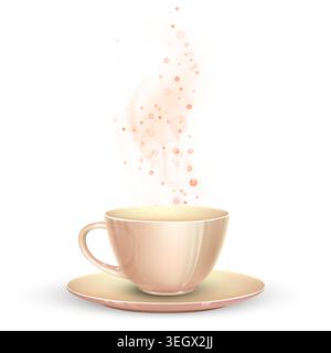 Coffee cup with steam isolated on white background Stock Vector