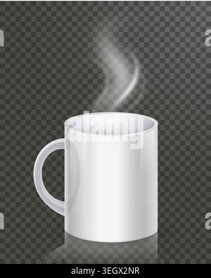 Coffee cup with steam on dark background Stock Vector