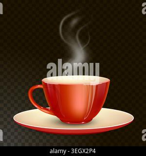 Coffee cup with steam on dark background Stock Vector