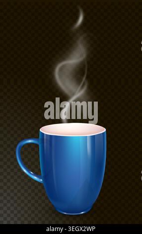 Coffee cup with steam on dark background Stock Vector