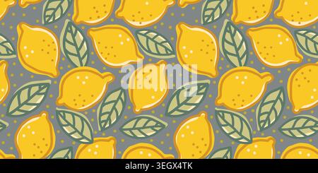 Vector seamless pattern of lemons in doodle style. Cute lemon pattern. Stock Vector