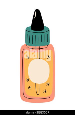 Cartoon bottle with playful stars and soft colors Stock Vector