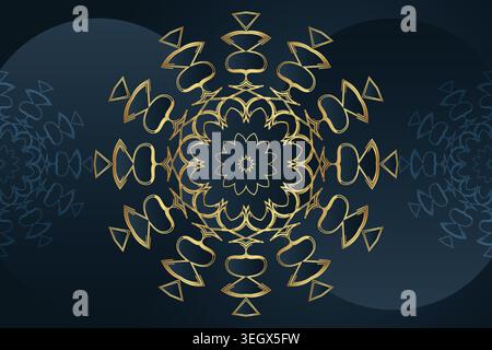 Elegant Black Background Featuring Gold Decorative Patterns and Ornate Flower Design Stock Vector