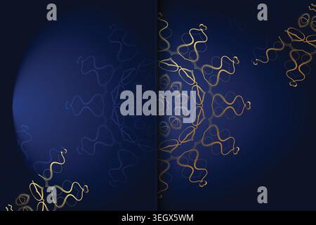 Captivating Blue and Gold Circle Set Against Dark Blue Backdrop Stock Vector