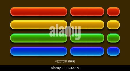Modern glossy web buttons in vibrant colors. A collection of UI elements. Great for web design projects. Vector illustration Stock Vector