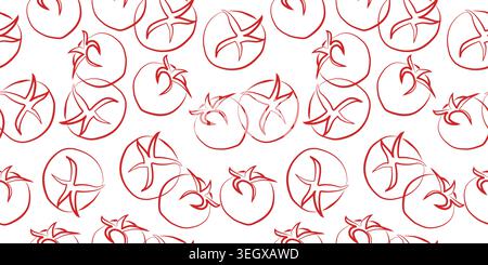 Seamless doodle pattern with tomatoes. Stock Vector