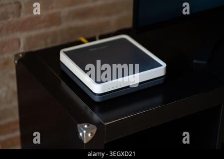 Router modem providing wireless internet connection Stock Photo