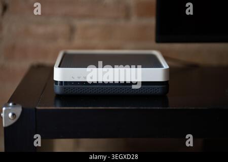 Internet modem router providing wireless hotspot connection for home networking Stock Photo