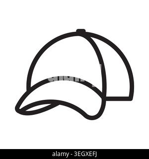 line baseball cap icon, classic sports hat icon for fashion, casual wear, street style, apparel branding, and accessory design- vector illustration Stock Vector