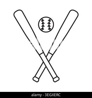 baseball bats and ball icon, classic sports equipment symbol for baseball game, training, tournament, team and athletic design- vector illustration Stock Vector
