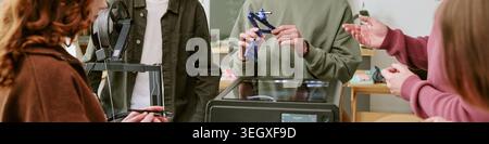 Header of Teenagers Using 3d Printer and Prototype in Stem Classroom Stock Photo