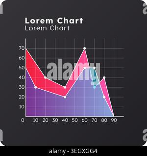 Stacked area dark slide chart Stock Vector