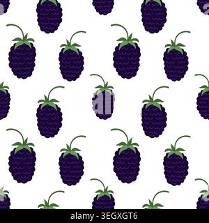 Seamless mulberry pattern on white background Stock Vector