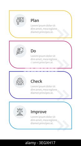 PDCA rounded multicolor infographic 4 steps Stock Vector