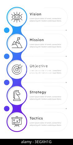 VMOST circle blue gradient infographic 5 steps Stock Vector