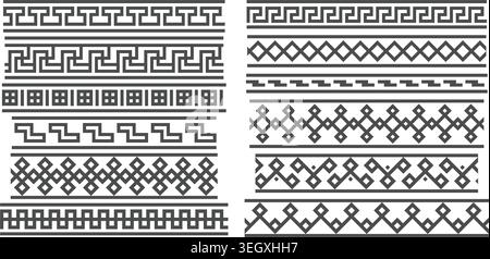 Greek key pattern. Ancient roman border for frame. Ornamental geometric vector decoration with meander style elements isolated on white background Stock Vector