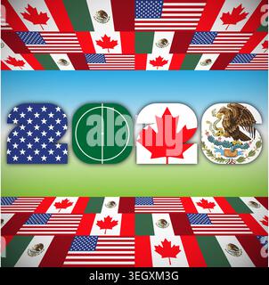 2026 Football Championships, color fantasy graphic image with flags, vector illustration Stock Vector