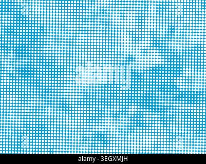 Halftone clouds blue . Hand drawn. Not AI, vector illustration. Stock Vector