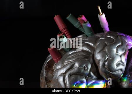 Artificial Intelligence Concept with Brain and Data Connections Stock Photo