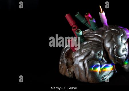 Artificial Intelligence Concept with Brain and Data Connections Stock Photo