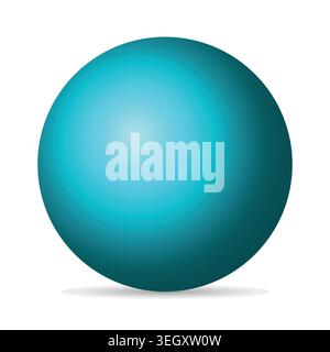 Glass blue ball or precious pearl. Glossy realistic ball, 3D abstract vector illustration highlighted on a white background. Big metal bubble with Stock Vector