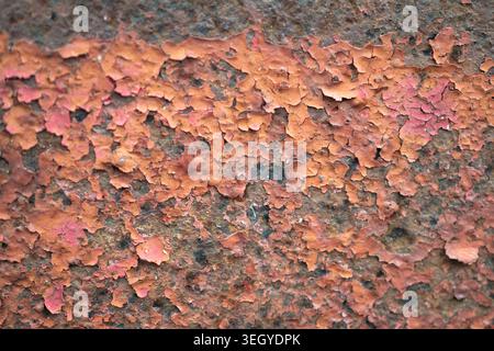 Peeling paint rust macro close up background image, bokeh authentic abstract Stock Photo