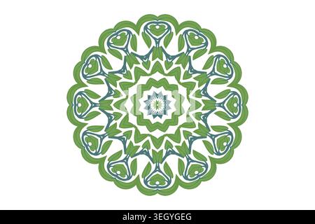 A circular motif adorned with lush green leaves, creating a natural and refreshing aesthetic Stock Vector