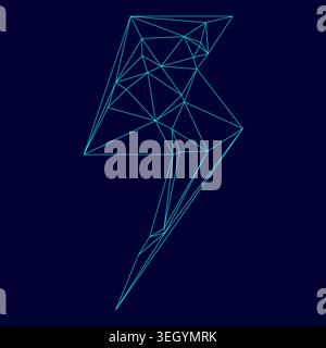 Symbol electricity low poly triangulation triangulated polygonal electric cyan blue vibrant aqua neon color vector illustration image outline contour Stock Vector