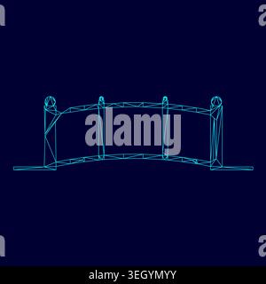 Bridge low poly triangulation triangulated polygonal electric cyan blue vibrant aqua neon color vector illustration image outline contour line style Stock Vector