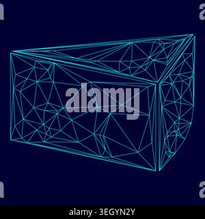 Piece of cake low poly triangulation triangulated polygonal electric cyan blue vibrant aqua neon color vector illustration image outline contour line Stock Vector