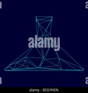 Flask low poly triangulation triangulated polygonal electric cyan blue vibrant aqua neon color vector illustration image outline contour line style Stock Vector
