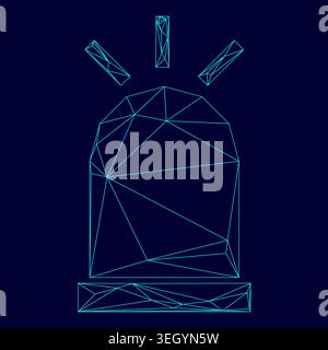 Siren low poly triangulation triangulated polygonal electric cyan blue vibrant aqua neon color vector illustration image outline contour line style Stock Vector