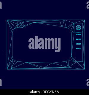 Microwave oven low poly triangulation triangulated polygonal electric cyan blue vibrant aqua neon color vector illustration image outline contour Stock Vector