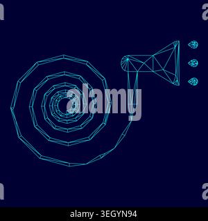 Jets of water irrigates low poly triangulation triangulated polygonal electric cyan blue vibrant aqua neon color vector illustration image outline Stock Vector