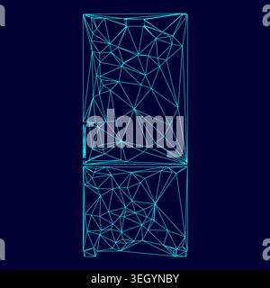 Refrigerator low poly triangulation triangulated polygonal electric cyan blue vibrant aqua neon color vector illustration image outline contour line Stock Vector
