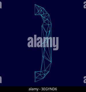 Accessories for door low poly triangulation triangulated polygonal electric cyan blue vibrant aqua neon color vector illustration image outline Stock Vector