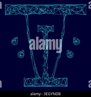 Lawn sprinklers low poly triangulation triangulated polygonal electric cyan blue vibrant aqua neon color vector illustration image outline contour Stock Vector