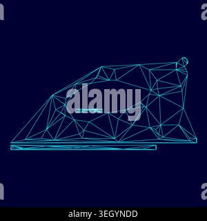 Iron low poly triangulation triangulated polygonal electric cyan blue vibrant aqua neon color vector illustration image outline contour line style Stock Vector