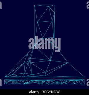 Exhaust hood low poly triangulation triangulated polygonal electric cyan blue vibrant aqua neon color vector illustration image outline contour line Stock Vector