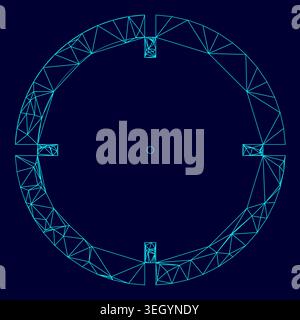 Sight low poly triangulation triangulated polygonal electric cyan blue vibrant aqua neon color vector illustration image outline contour line style Stock Vector