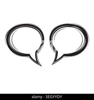 Two talking speech bubbles icon representing communication and dialogue in line art style Stock Vector