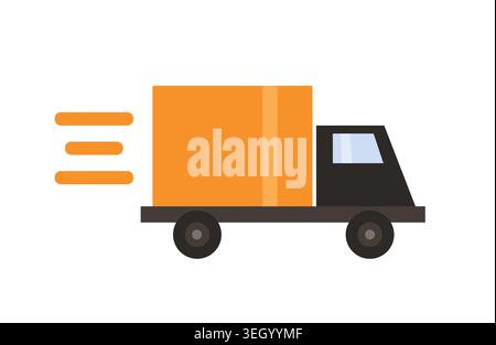 Flat cargo truck illustration for delivery apps, shipping ads Stock Vector