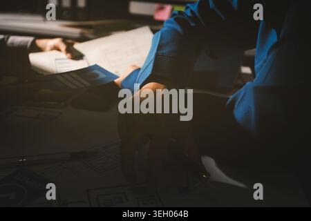Team of Program Developer Collaborating on UXUI Design Planning in a Modern Office Environment Stock Photo