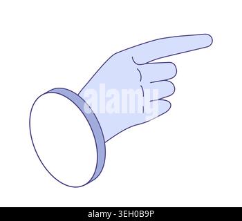 3D isometric pictogram of hand with index finger pointing direction. Direction signs, navigation icons, user interface pointers. Stock Vector